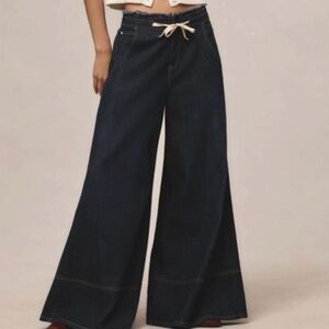 Anthropologie PILCRO The Tenney Wide-Leg Blue Jeans 28 NWT